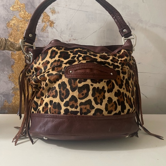 Genuine cowhide & leather leopard handbag - Picture 4 of 5